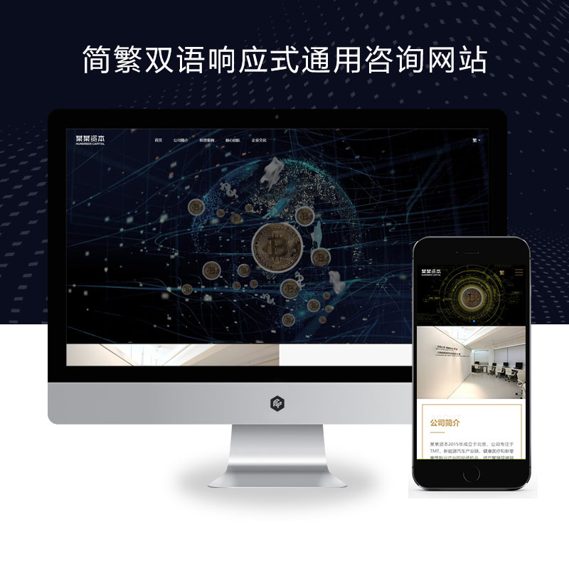 (自适应手机端)简繁双语响应式HTML5通用金融资本咨询网站单页pbootcms模板